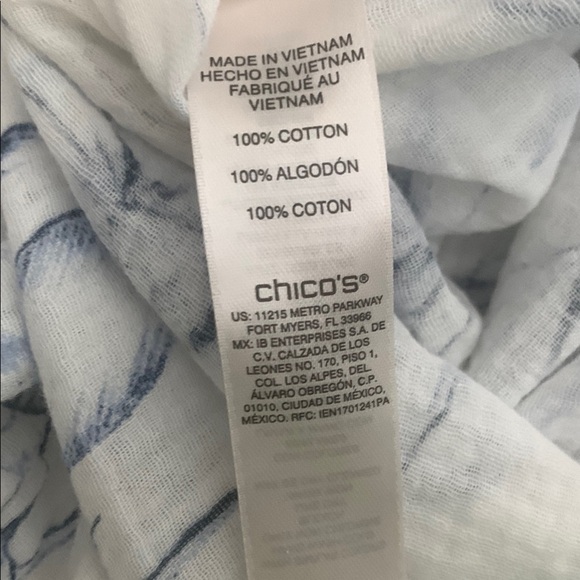 Chico’s Cotton White and Blue Floral Blouse - Picture 8 of 8